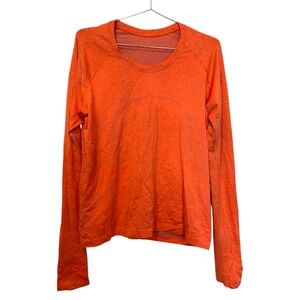 lululemon athletica Long Sleeve Crewneck Top in Bright Orange